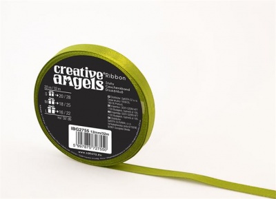 Szatén szalag, 12 mm x 32 m, zöld